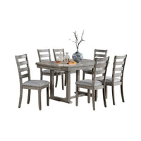 Lais 7pc Dining Table Set with 6 Ladderback Chairs, Rustic Gray  - BM344924