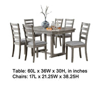 Lais 7pc Dining Table Set with 6 Ladderback Chairs, Rustic Gray  - BM344924