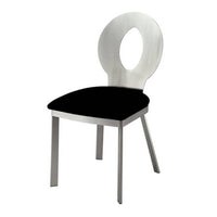 Valie 5pc Dining Set, Round Glass Table, 4 Modern Chairs, Silver-Black - BM344930