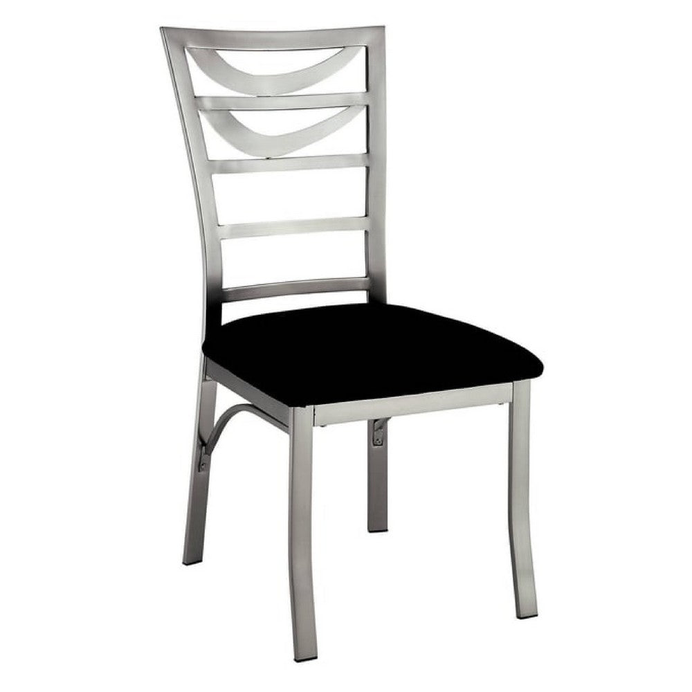 Roxe 5pc Dining Set, Glass Table, 4 Ladderback Chairs, Silver-Black - BM344931