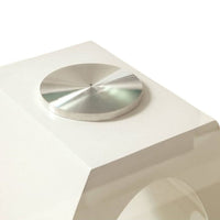 Gregy 7pc Rectangular Glass Dining Table Set, Dual Pedestal, White Fabric - BM344939