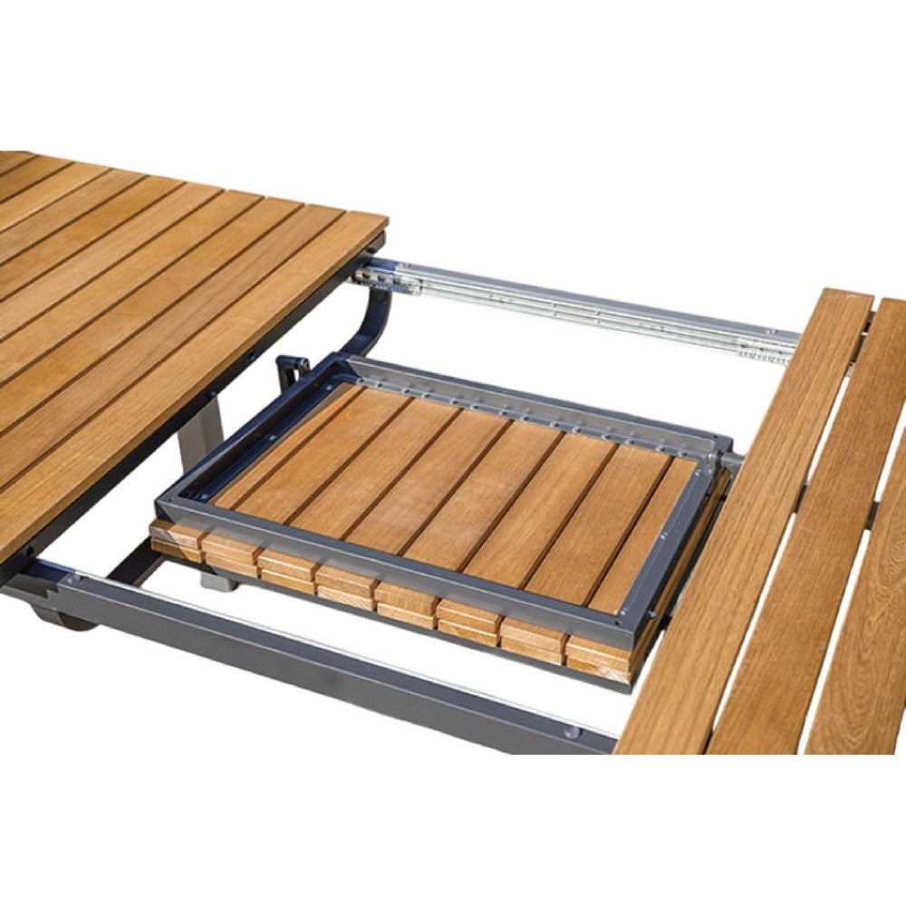 Ankia 5pc Outdoor Dining Set, 4 Reclining Chairs, Beige, 62-84 Inch Table - BM344975