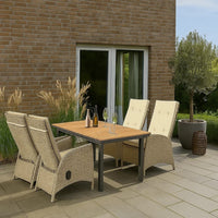 Ankia 5pc Outdoor Dining Set, 4 Reclining Chairs, Beige, 62-84 Inch Table - BM344975