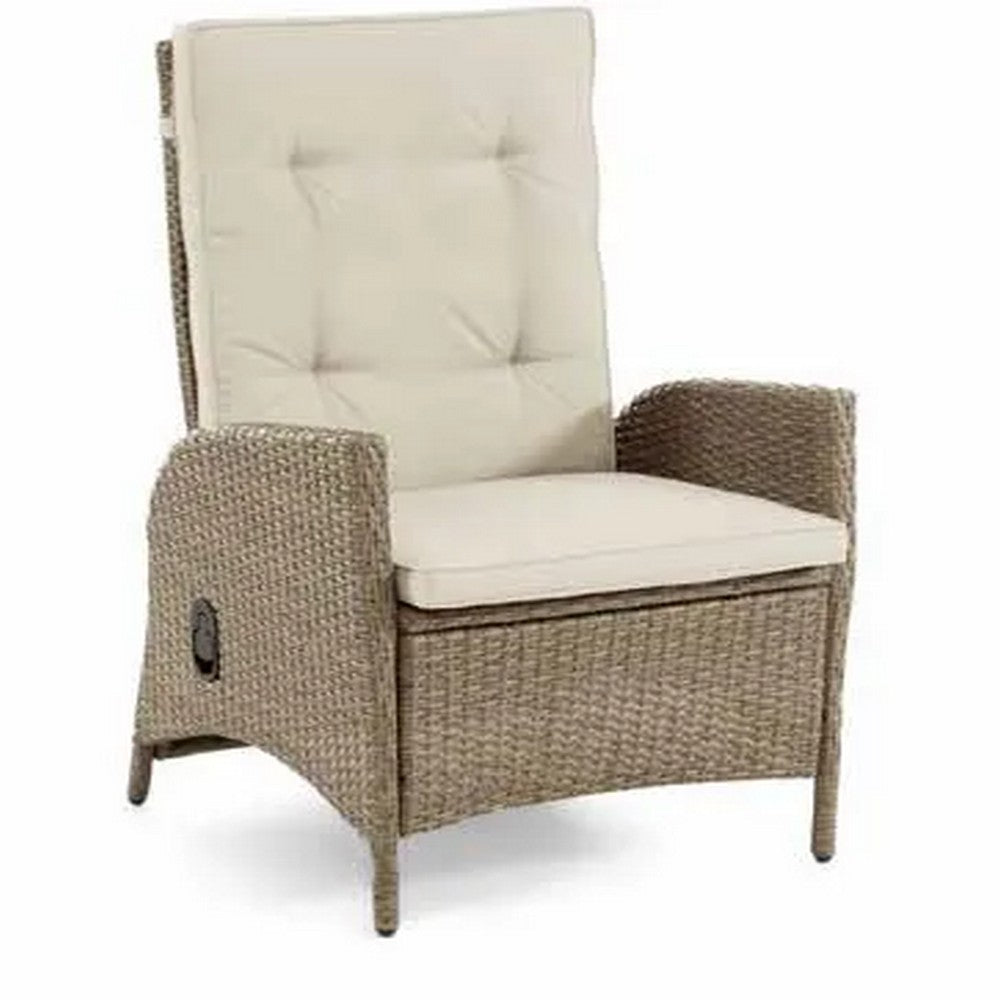 Ankia 7pc Outdoor Dining Set, 6 Reclining Chairs, Beige, 62-84 Inch Table - BM344976