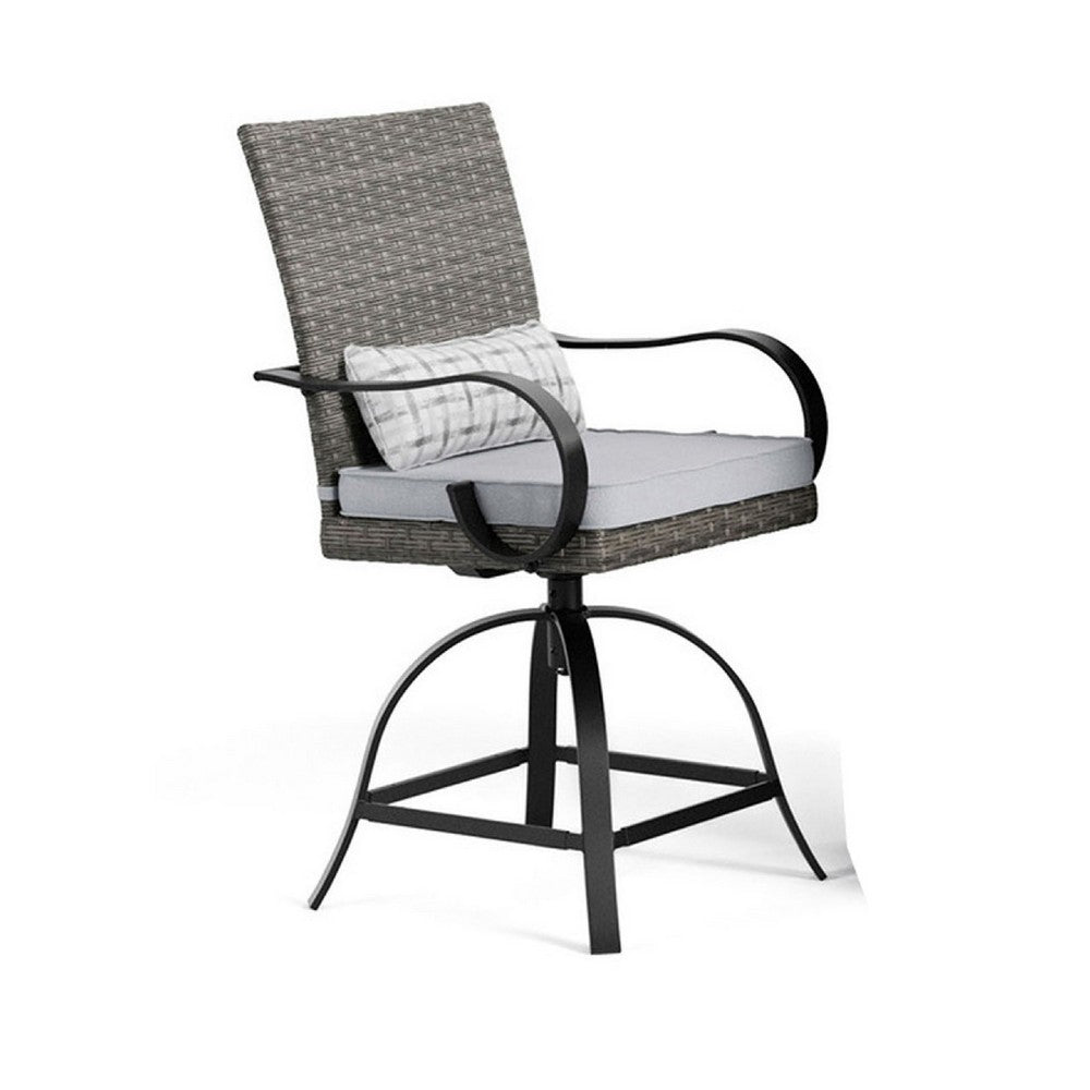 Noa 3pc Outdoor Fire Pit Counter Height Set w Swivel Chairs, Black Gray - BM344979