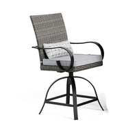 Noa 3pc Outdoor Fire Pit Counter Height Set w Swivel Chairs, Black Gray - BM344979