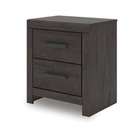 Peny Bedside Nightstand, 2 Drawers with Long Metal Handles, Charcoal Black - BM345042