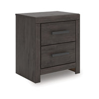 Peny Bedside Nightstand, 2 Drawers with Long Metal Handles, Charcoal Black - BM345042