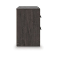 Peny Bedside Nightstand, 2 Drawers with Long Metal Handles, Charcoal Black - BM345042