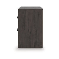 Peny Bedside Nightstand, 2 Drawers with Long Metal Handles, Charcoal Black - BM345042