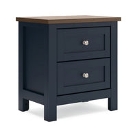 Docken Nightstand, 2 Drawers, Shaker Style, Slate Blue & Light Brown - BM345046