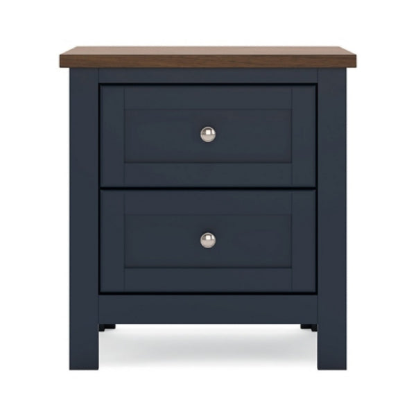 Docken Nightstand, 2 Drawers, Shaker Style, Slate Blue & Light Brown - BM345046