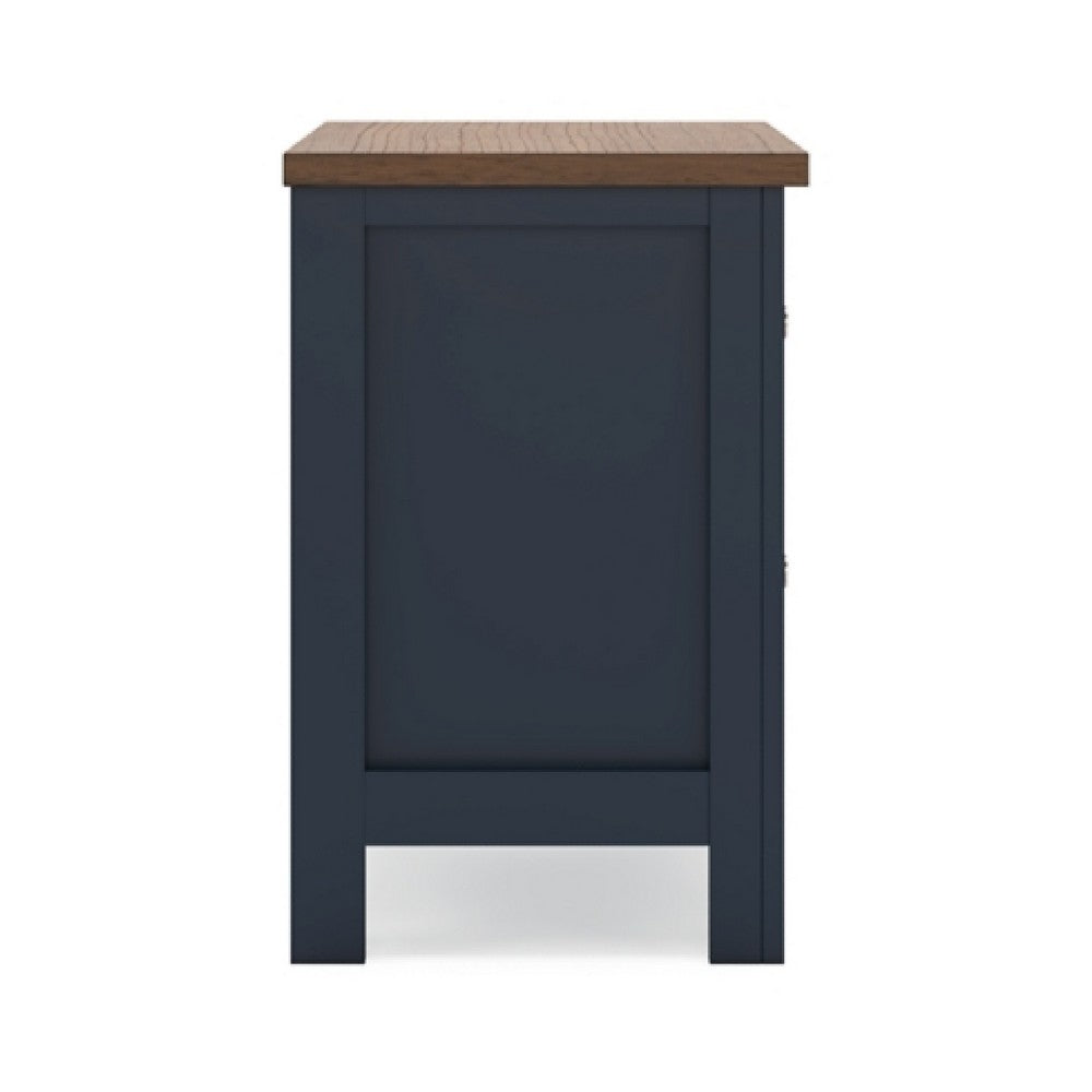 Docken Nightstand, 2 Drawers, Shaker Style, Slate Blue & Light Brown - BM345046