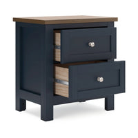Docken Nightstand, 2 Drawers, Shaker Style, Slate Blue & Light Brown - BM345046