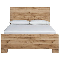 Oma King Size Panel Bed with Golden Rustic Finish, Brown Wood