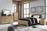Oma King Size Panel Bed with Golden Rustic Finish, Brown Wood
