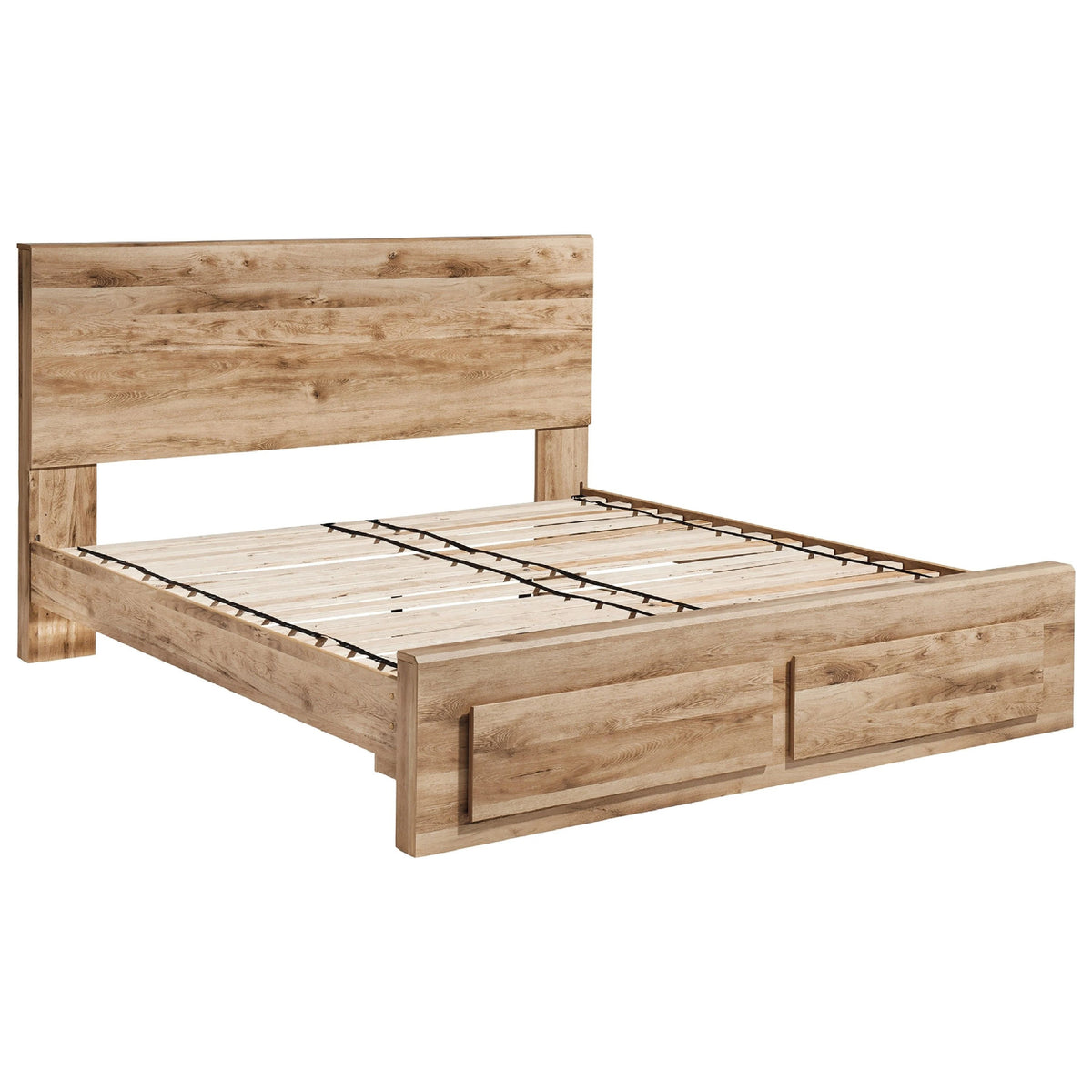 Oma Queen Panel Storage Bed, 2 Footboard Drawers, Rustic Brown Wood