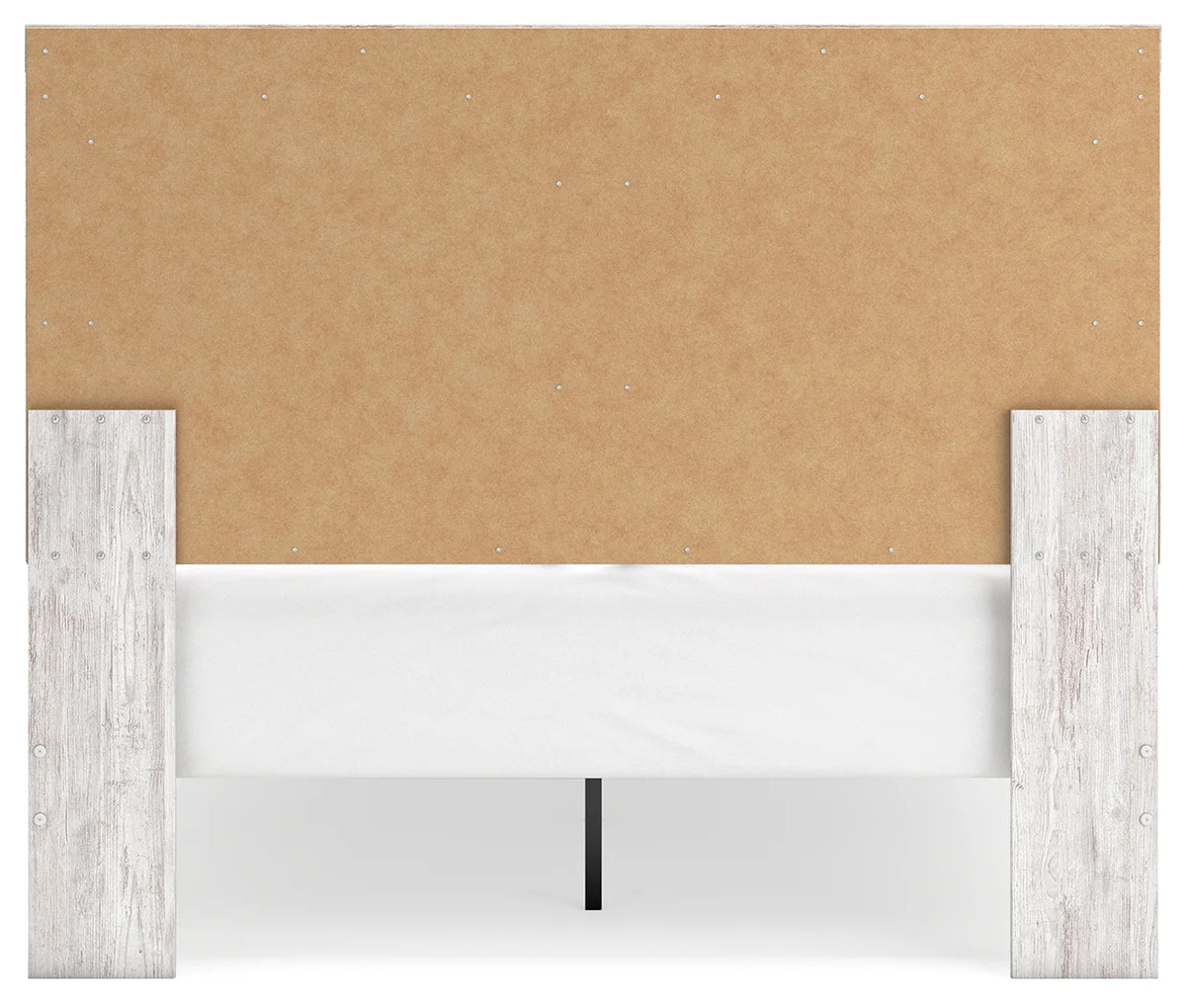 Cany Queen Size Bed, Chevron Pattern, Panel Headboard, Whitewash