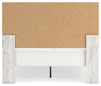 Cany Queen Size Bed, Chevron Pattern, Panel Headboard, Whitewash