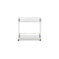 Cho 2 Tier Bar Cart, Mirrored Shelves, Clear Acrylic, Chrome Metal Frame - BM345184