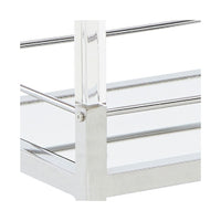Cho 2 Tier Bar Cart, Mirrored Shelves, Clear Acrylic, Chrome Metal Frame - BM345184