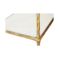 Oery Bar Cart, 2 Tier Glass Top and White Marble Lower Shelf, Brass - BM345186