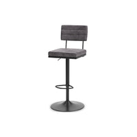 Mya Swivel Barstool Set of 2, Gray Faux Leather, 22-31 Adjustable Height - BM345187