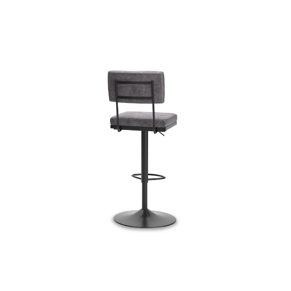 Mya Swivel Barstool Set of 2, Gray Faux Leather, 22-31 Adjustable Height - BM345187
