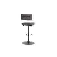 Mya Swivel Barstool Set of 2, Gray Faux Leather, 22-31 Adjustable Height - BM345187