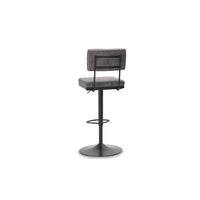 Mya Swivel Barstool Set of 2, Gray Faux Leather, 22-31 Adjustable Height - BM345187