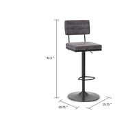 Mya Swivel Barstool Set of 2, Gray Faux Leather, 22-31 Adjustable Height - BM345187