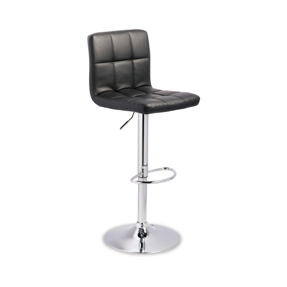Beal Swivel Barstool Set of 2, Black Faux Leather, 24-33 Extra Tall Seat - BM345188