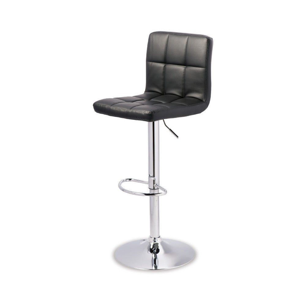 Beal Swivel Barstool Set of 2, Black Faux Leather, 24-33 Extra Tall Seat - BM345188