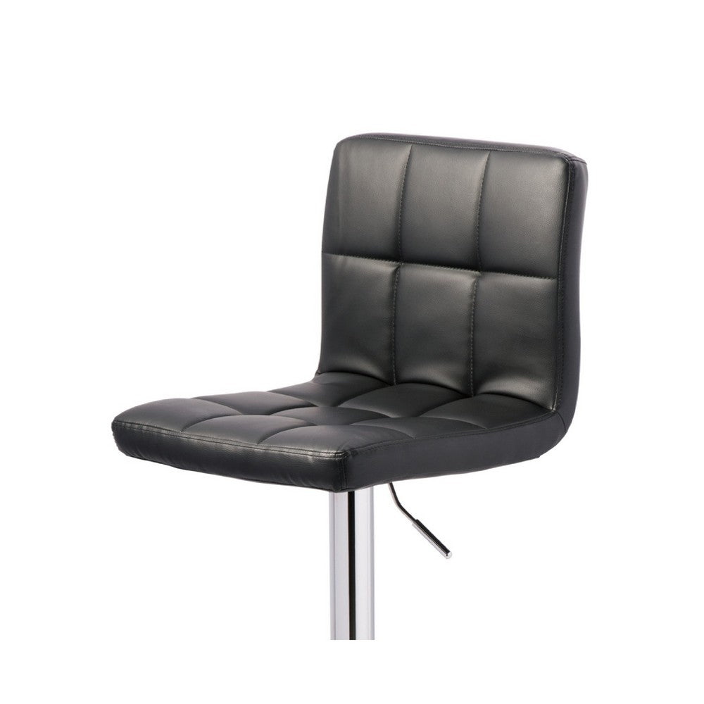 Beal Swivel Barstool Set of 2, Black Faux Leather, 24-33 Extra Tall Seat - BM345188