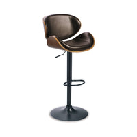 Beal Swivel Barstool Chair, Brown Faux Leather, Black, 26-34 Adjustable - BM345190