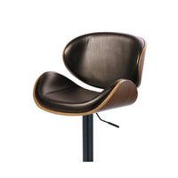 Beal Swivel Barstool Chair, Brown Faux Leather, Black, 26-34 Adjustable - BM345190