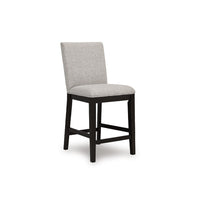 Nea Counter Stool Chair Set of 2, Gray Polyester, Dark Brown Wood Frame - BM345195