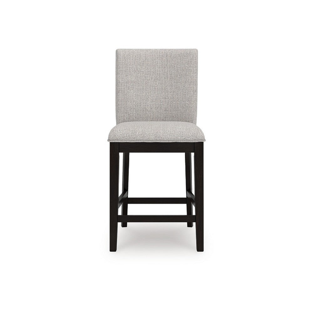 Nea Counter Stool Chair Set of 2, Gray Polyester, Dark Brown Wood Frame - BM345195