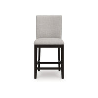 Nea Counter Stool Chair Set of 2, Gray Polyester, Dark Brown Wood Frame - BM345195