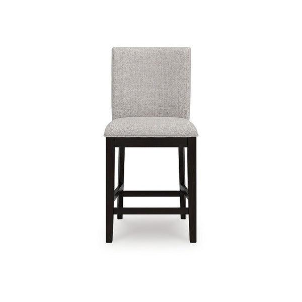 Nea Counter Stool Chair Set of 2, Gray Polyester, Dark Brown Wood Frame - BM345195