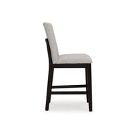 Nea Counter Stool Chair Set of 2, Gray Polyester, Dark Brown Wood Frame - BM345195