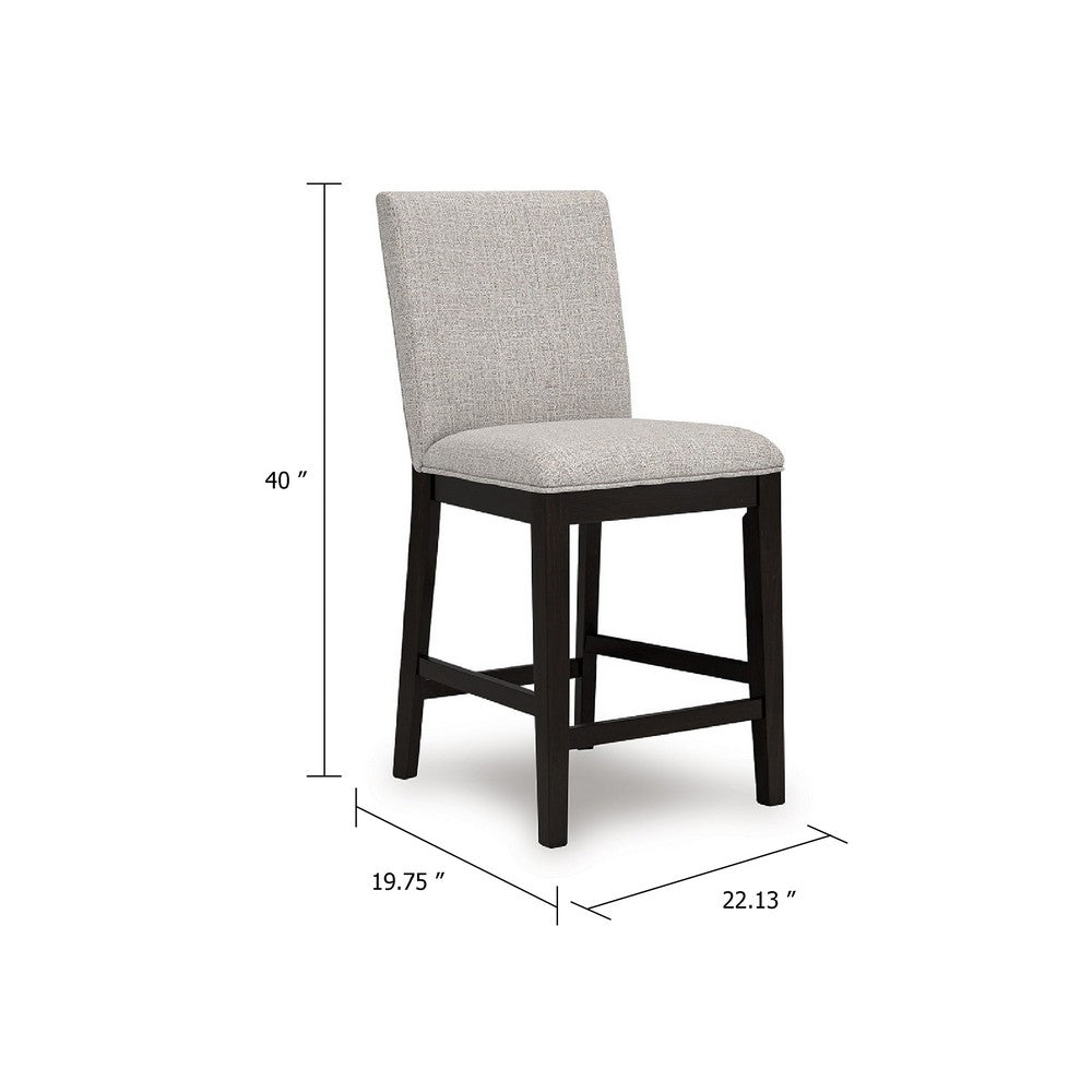 Nea Counter Stool Chair Set of 2, Gray Polyester, Dark Brown Wood Frame - BM345195