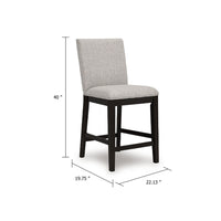 Nea Counter Stool Chair Set of 2, Gray Polyester, Dark Brown Wood Frame - BM345195