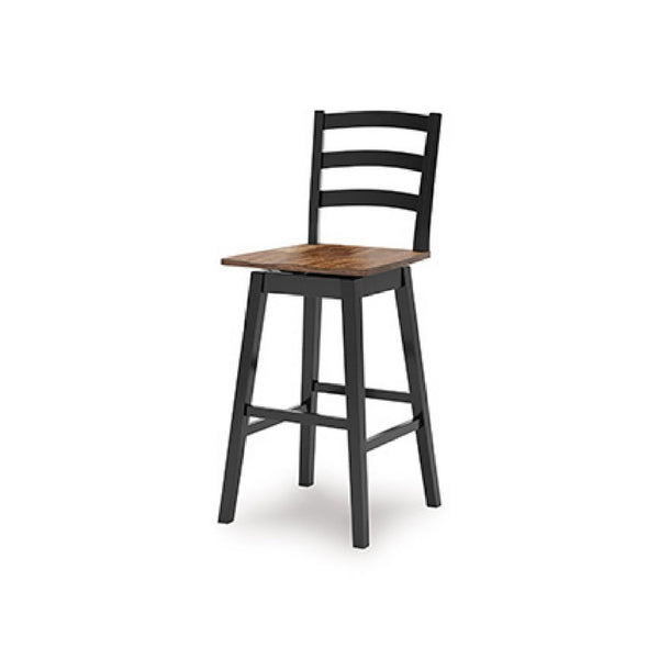 Fleur Swivel Barstool Chair Set of 2, Butcher Block Seat, Black Frame - BM345197