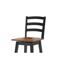 Fleur Swivel Barstool Chair Set of 2, Butcher Block Seat, Black Frame - BM345197