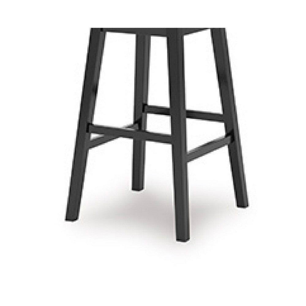 Fleur Swivel Barstool Chair Set of 2, Butcher Block Seat, Black Frame - BM345197