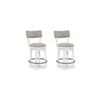 Lea Swivel Counter Stool Chair Set of 2, Gray Padded Seats, Antique White - BM345199
