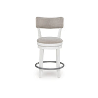 Lea Swivel Counter Stool Chair Set of 2, Gray Padded Seats, Antique White - BM345199