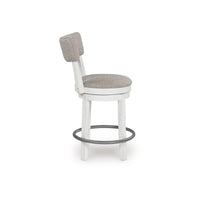 Lea Swivel Counter Stool Chair Set of 2, Gray Padded Seats, Antique White - BM345199