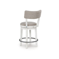 Lea Swivel Counter Stool Chair Set of 2, Gray Padded Seats, Antique White - BM345199